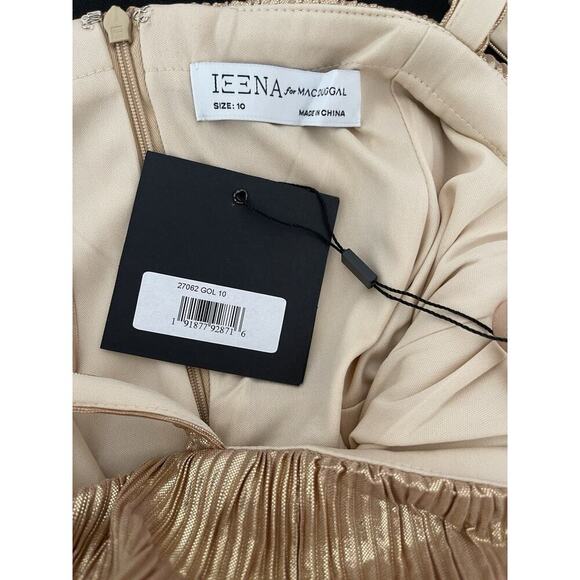 Mac Duggal Ieena 27062 Gold Ruffle Tiered Buckle Detail Dress Size 10 $398 - Picture 8 of 8